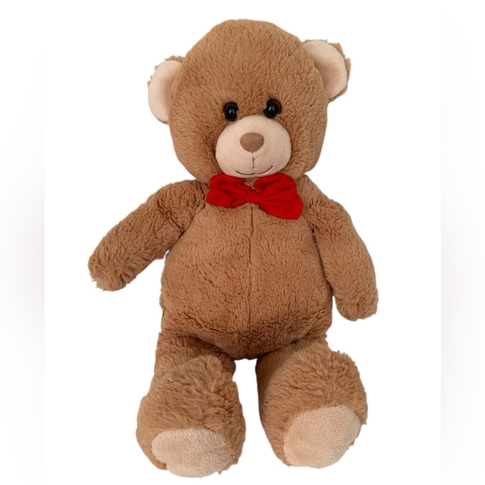 Build A Bear Brown Teddy Bear Plush Stuffed Animal Red Bowtie Soft Cuddly Gift